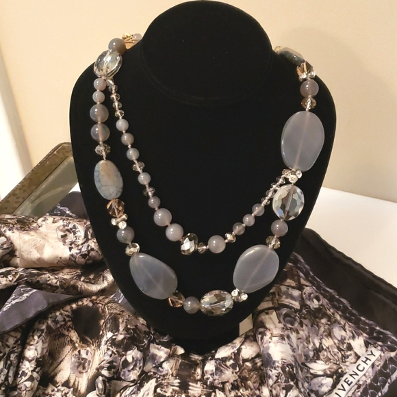 Vintage Agate & Crystal bead Necklace EUC - Picture 2 of 13